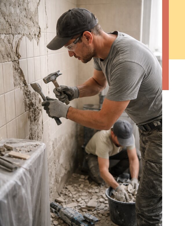 Демонтаж плитки со стен в Новокубанске от 884 руб. — быстро и недорого | ОТДЕЛОЧНИК-Нкб