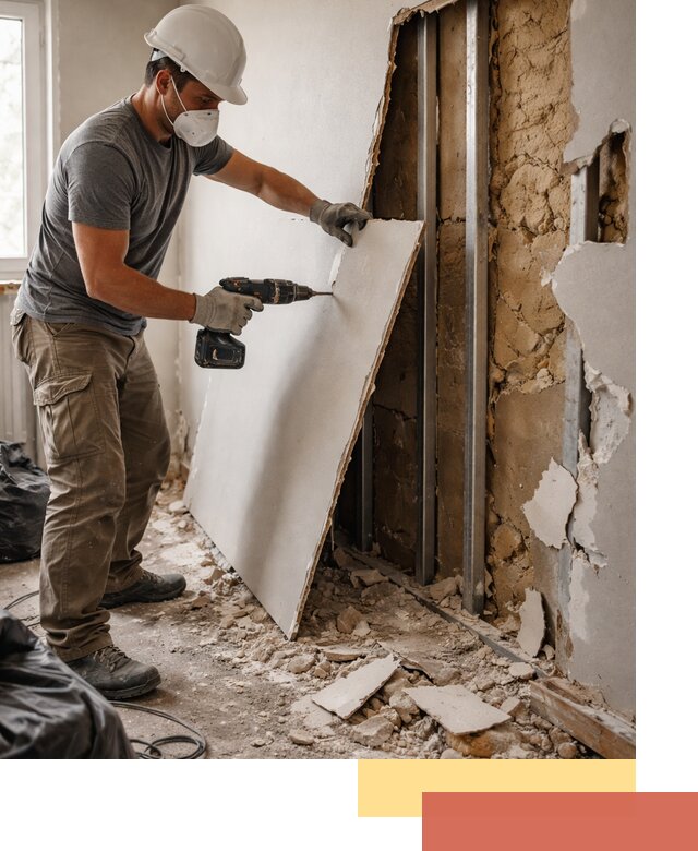 Демонтаж гипсокартона со стен в Новокубанске качественно и быстро