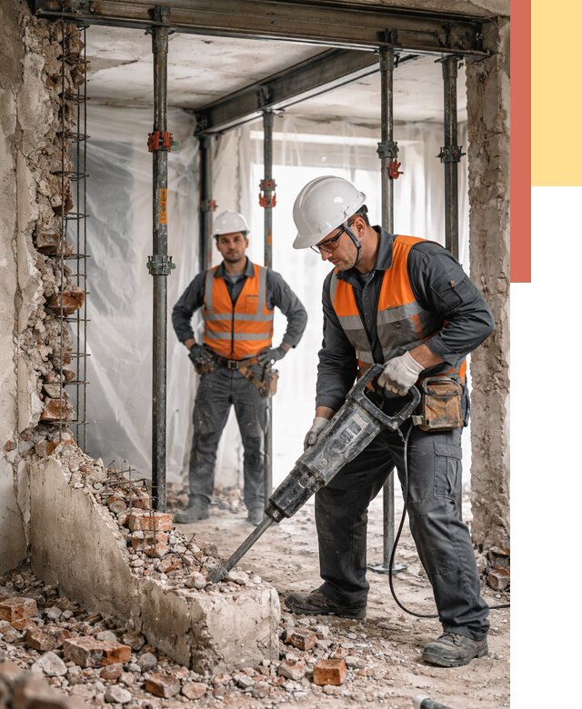 Снос несущих стен в Новокубанске от 10658 руб. — демонтаж несущей стены под ключ | ОТДЕЛОЧНИК-Нкб