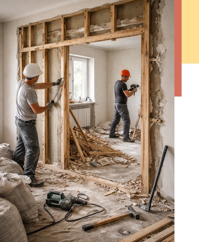 Демонтаж деревянных перегородок в Новокубанске от 3327 руб. — быстро и недорого | ОТДЕЛОЧНИК-Нкб