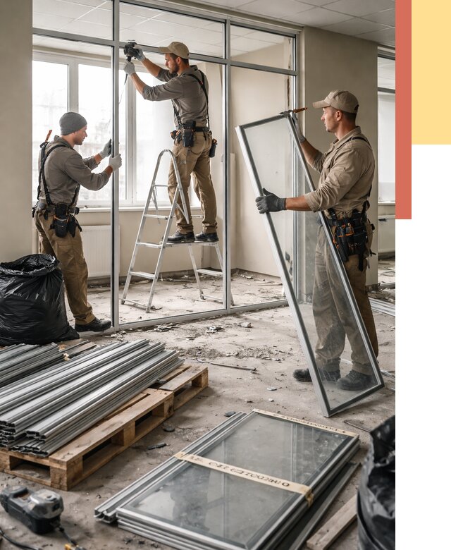 Демонтаж алюминиевых перегородок в Новокубанске от 4367 руб. — быстро и недорого | ОТДЕЛОЧНИК-Нкб