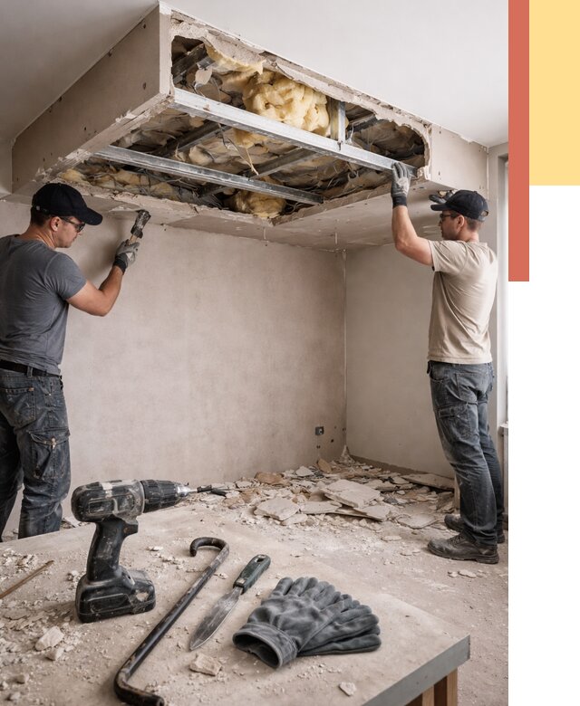 Демонтаж короба из гипсокартона в Новокубанске от 1580 руб. — быстро и недорого | ОТДЕЛОЧНИК-Нкб