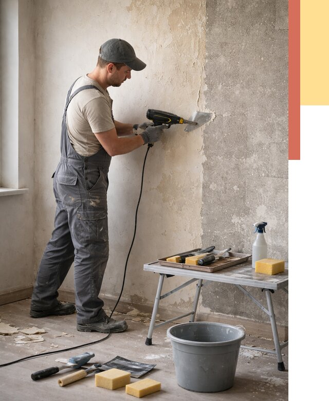 Очистка стен от клея в Новокубанске от 1924 руб. — снятие и удаление клея со стен | ОТДЕЛОЧНИК-Нкб