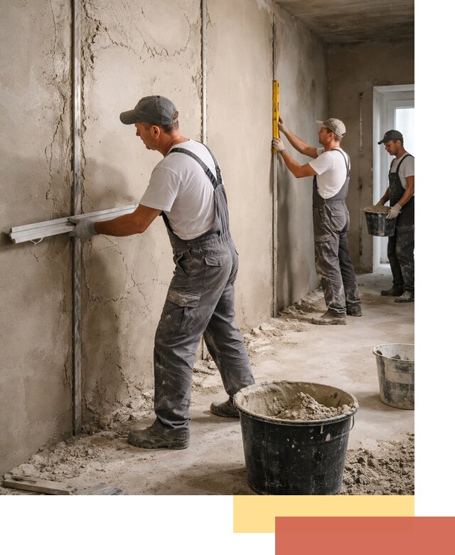 Штукатурка стен по маякам в Новокубанске — точная и ровная поверхность