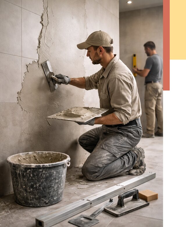 Штукатурка стен в ванной в Новокубанске от 4679 руб./м² — выравнивание под ключ | ОТДЕЛОЧНИК-Нкб