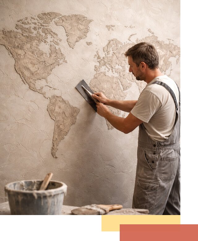 Декоративная штукатурка «Карта мира» под ключ в Новокубанске