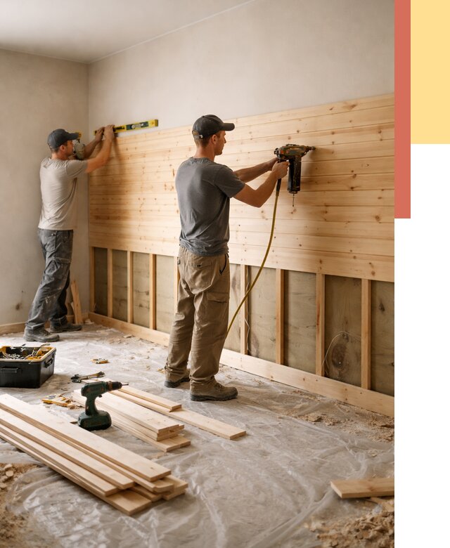 Монтаж деревянной вагонки на стены в Новокубанске от 7799 руб. | Услуги монтажа вагонки | ОТДЕЛОЧНИК-Нкб