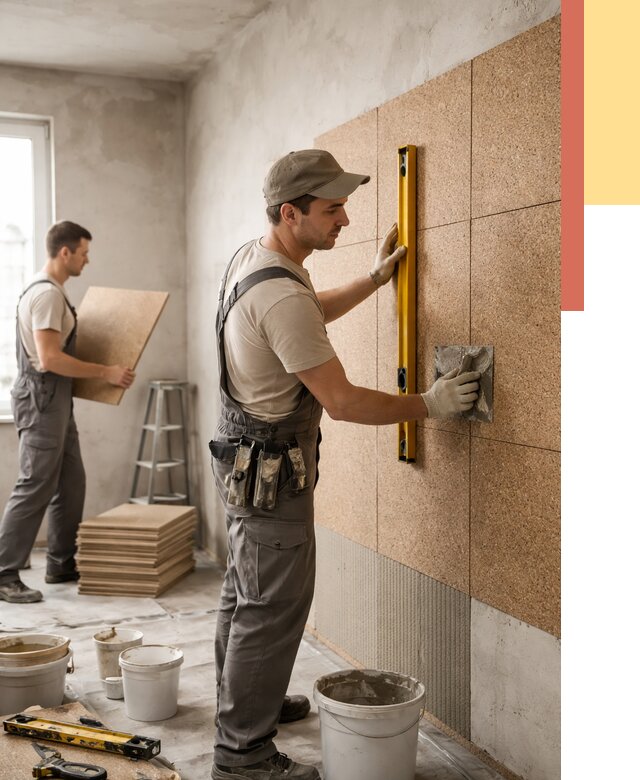 Монтаж пробковых панелей на стены в Новокубанске от 3639 руб. — ОТДЕЛОЧНИК-Нкб