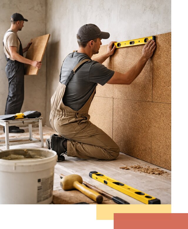 Монтаж пробковых панелей на стены в Новокубанске быстро и качественно