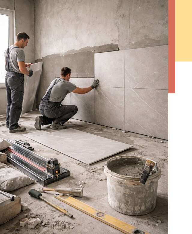 Облицовка стен керамогранитом в Новокубанске от 4367 руб./м² — услуги под ключ | ОТДЕЛОЧНИК-Нкб