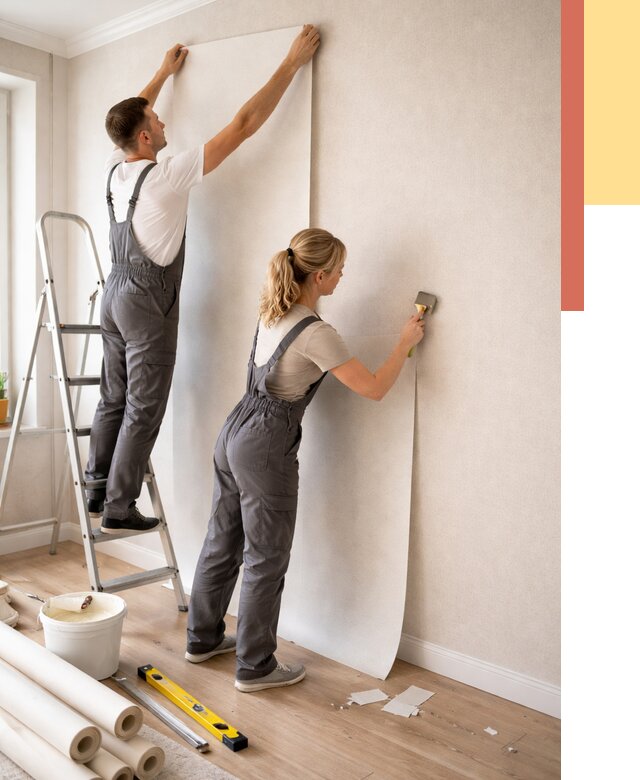 Поклейка флизелиновых обоев в Новокубанске от 6239 руб. | Быстро и недорого — ОТДЕЛОЧНИК-Нкб