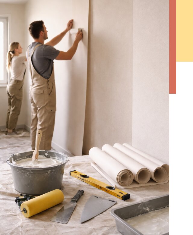 Поклейка бумажных обоев в Новокубанске от 5719 руб./м2 — быстро и недорого | ОТДЕЛОЧНИК-Нкб