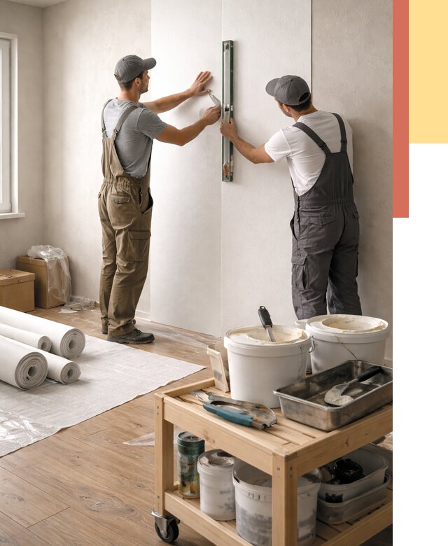 Поклейка стеклообоев в Новокубанске от 6759 руб. за м2 — быстро и недорого | ОТДЕЛОЧНИК-Нкб