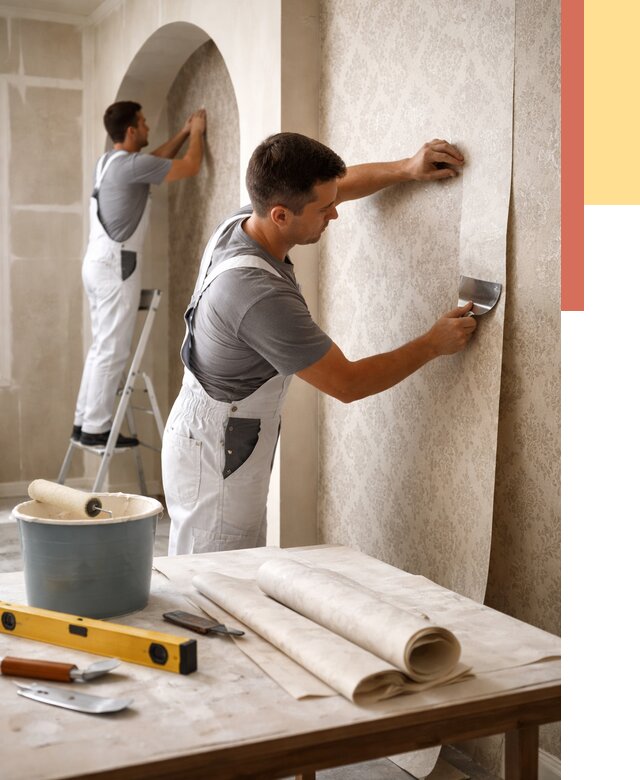 Поклейка обоев на сложные стены в Новокубанске от 2911 руб. под ключ | ОТДЕЛОЧНИК-Нкб