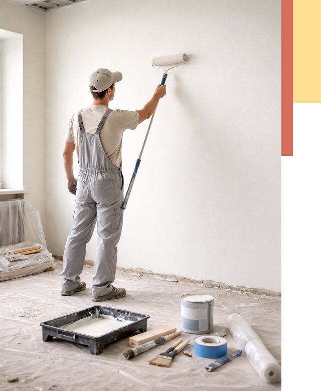 Покраска стен водоэмульсионной краской в Новокубанске от 468 руб. за м² | ОТДЕЛОЧНИК-Нкб