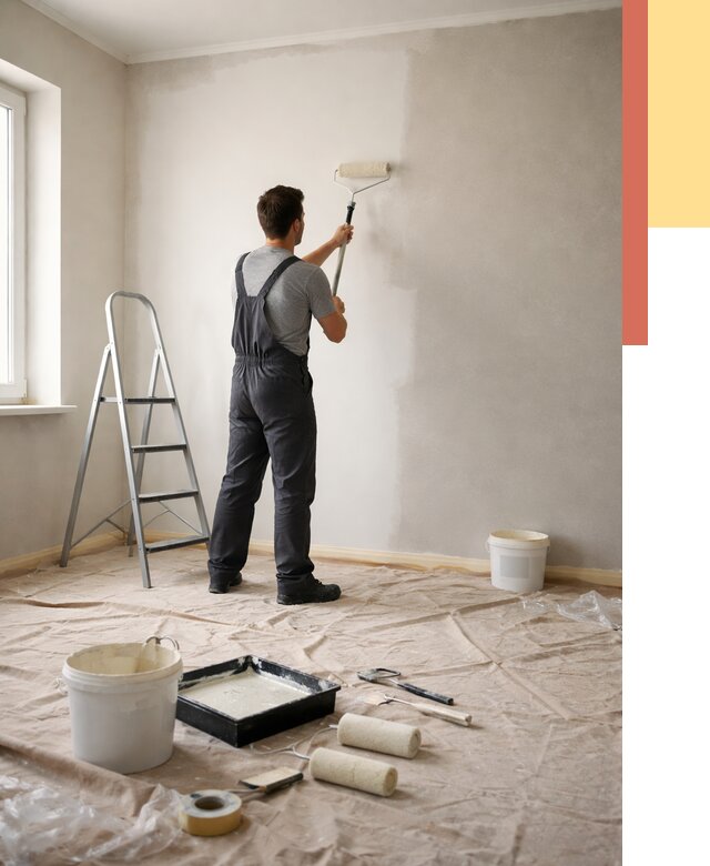 Покраска стен моющейся краской в Новокубанске от 364 руб./м² — быстро и недорого | ОТДЕЛОЧНИК-Нкб