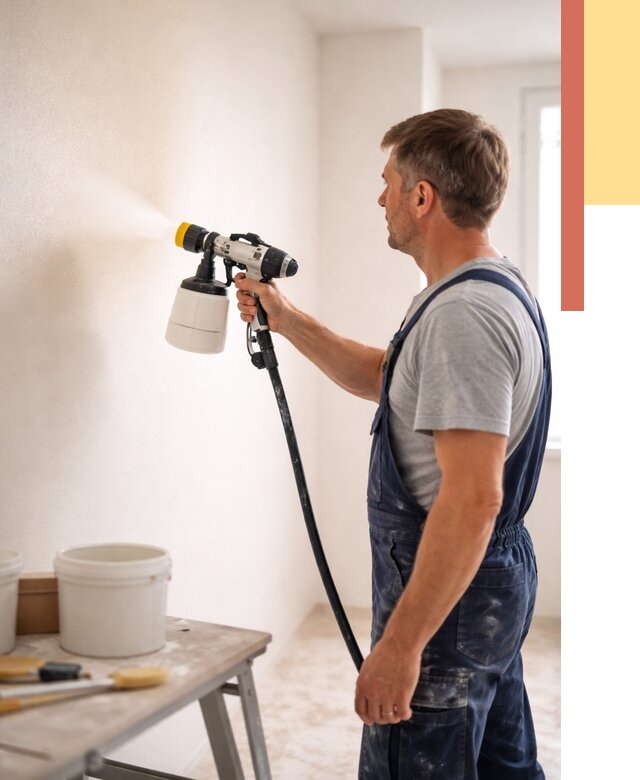 Покраска стен краскопультом в Новокубанске от 7799 руб. — механизированная покраска | ОТДЕЛОЧНИК-Нкб