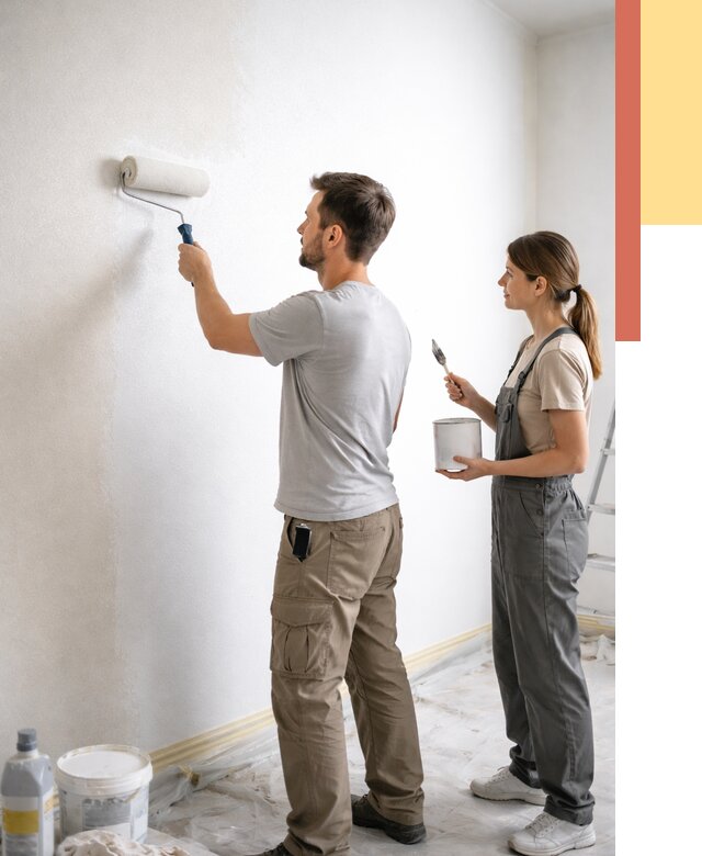 Окраска стен по стеклохолсту в Новокубанске от 4679 руб/м² под ключ | ОТДЕЛОЧНИК-Нкб