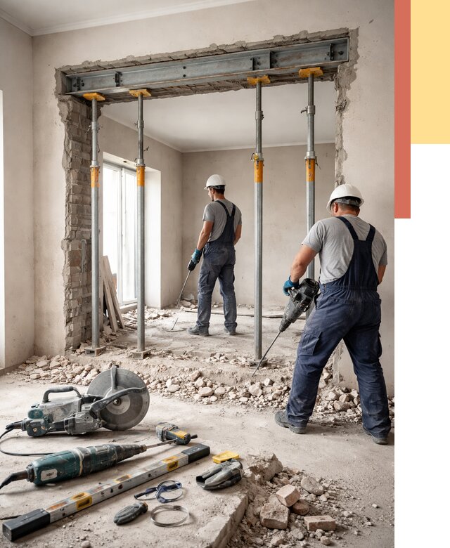 Прорезка проема в стене в Новокубанске от 4679 руб. — быстро и недорого | ОТДЕЛОЧНИК-Нкб