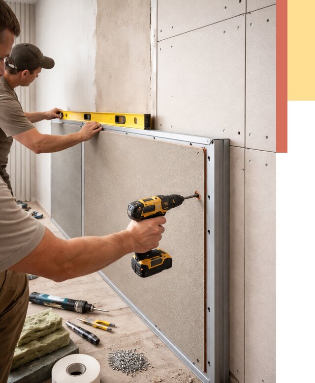 Шумоизоляция стен панелями ЗИПС в Новокубанске от 2288 руб./м² под ключ | ОТДЕЛОЧНИК-Нкб