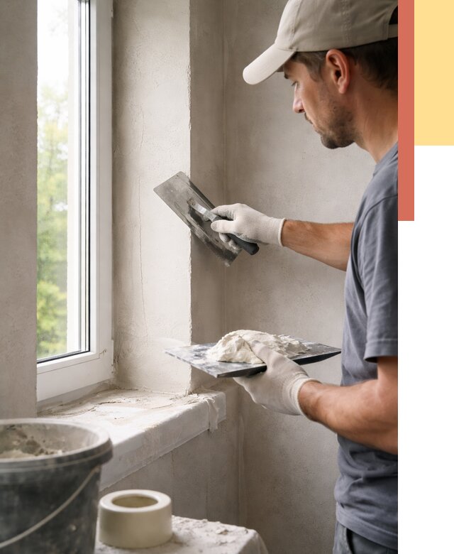 Штукатурка откосов в Новокубанске от 4679 руб/м² — услуги и выравнивание под ключ | ОТДЕЛОЧНИК-Нкб