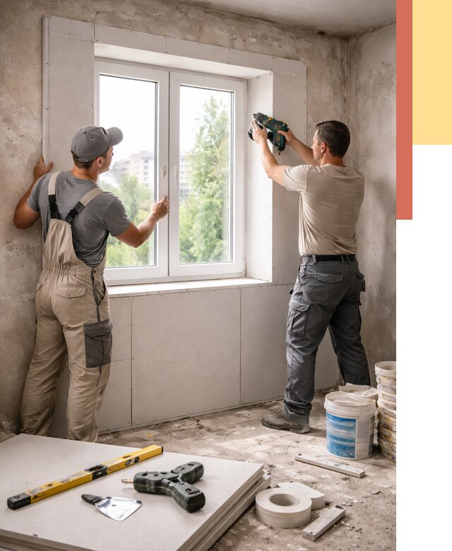 Монтаж откосов из гипсокартона в Новокубанске от 4679 руб. под ключ | ОТДЕЛОЧНИК-Нкб