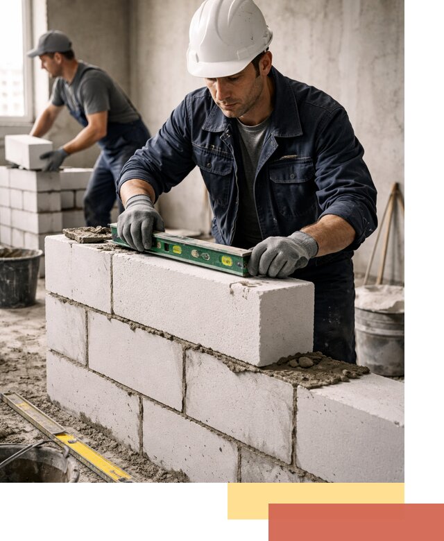 Кладка перегородок из пеноблока под ключ в Новокубанске