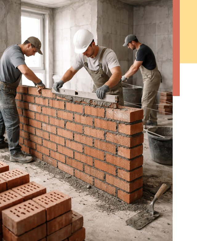 Кладка перегородок из кирпича в Новокубанске от 3639 руб. за м² | ОТДЕЛОЧНИК-Нкб