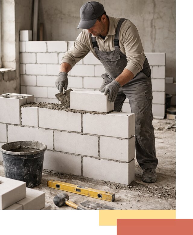 Кладка перегородок из силикатного блока в Новокубанске