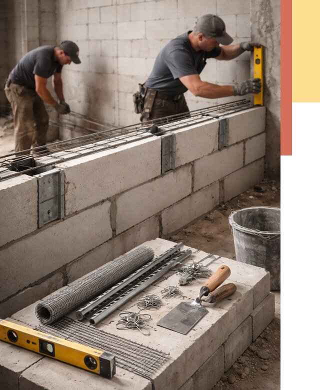 Армирование кладки перегородок в Новокубанске от 780 руб. под ключ | ОТДЕЛОЧНИК-Нкб