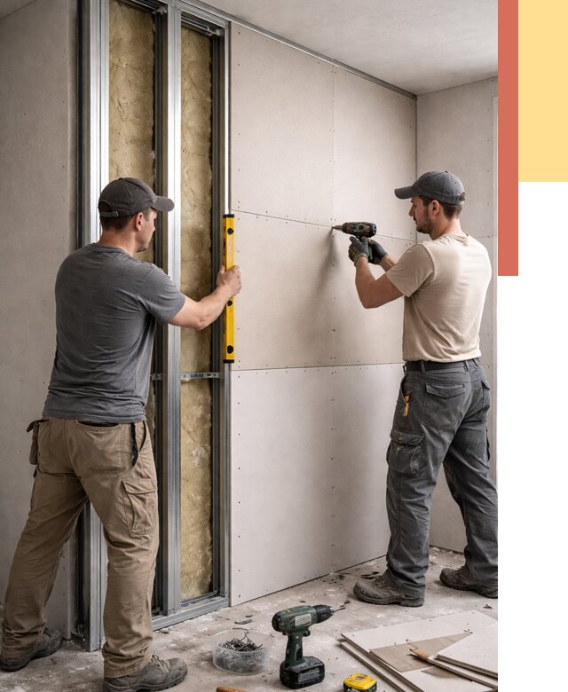 Монтаж двухслойной перегородки из гипсокартона в Новокубанске от 1508 руб. | ОТДЕЛОЧНИК-Нкб