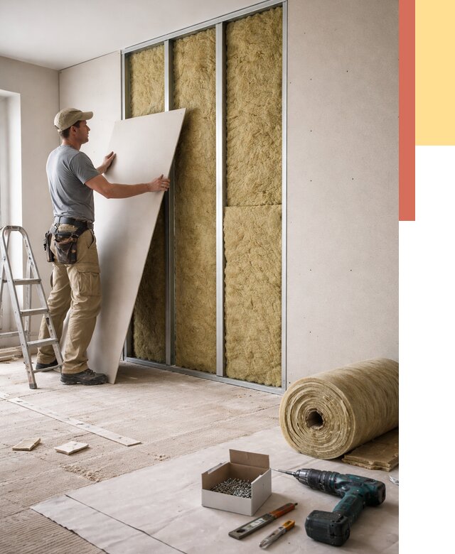 Перегородка из гипсокартона с шумоизоляцией в Новокубанске от 3244 руб. | ОТДЕЛОЧНИК-Нкб