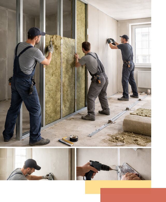 Перегородка из гипсокартона с шумоизоляцией в Новокубанске — монтаж под ключ