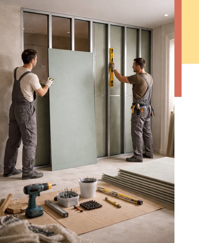 Перегородка из влагостойкого гипсокартона в Новокубанске от 4991 руб. — монтаж под ключ | ОТДЕЛОЧНИК-Нкб