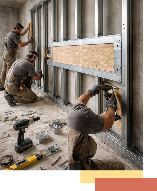 Усиленная перегородка для крепления тяжёлых конструкций в Новокубанске