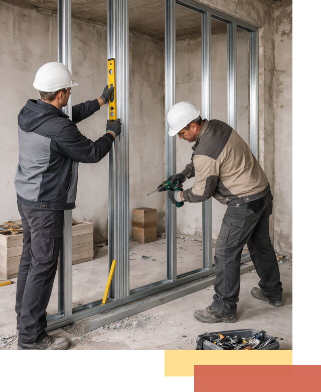 Монтаж каркаса перегородки из профиля в Новокубанске