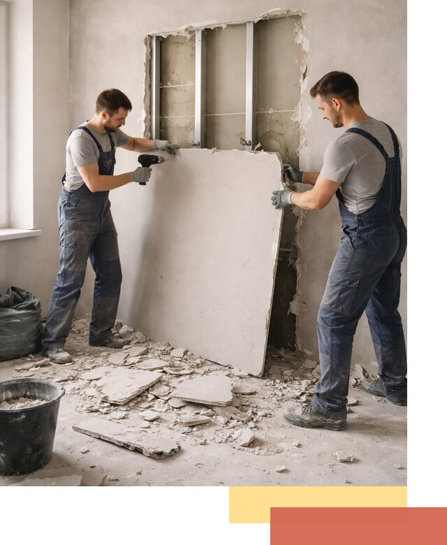 Демонтаж перегородки из гипсокартона в Новокубанске быстрый и аккуратный