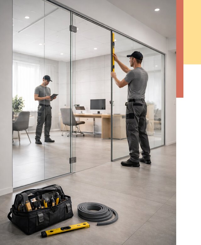 Цельностеклянные перегородки под ключ в Новокубанске от 9878 руб. — монтаж и цены | ОТДЕЛОЧНИК-Нкб