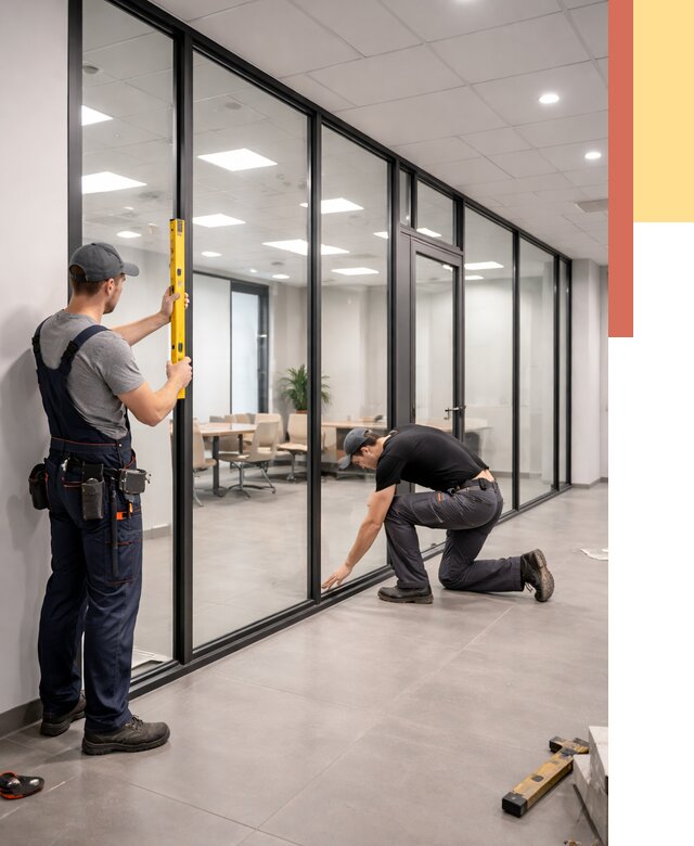 Каркасные стеклянные перегородки в Новокубанске под ключ от 9566 руб. | ОТДЕЛОЧНИК-Нкб