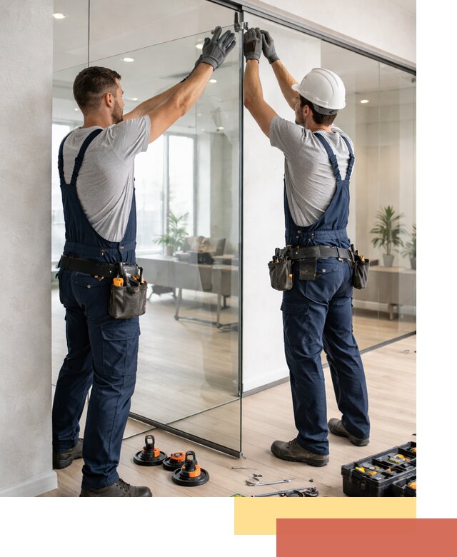 Безрамные стеклянные перегородки под ключ в Новокубанске