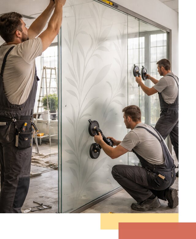 Стеклянные перегородки с рисунком на заказ в Новокубанске