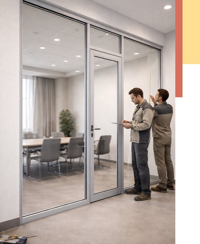 Установка и монтаж алюминиевых перегородок со стеклом в Новокубанске от 8526 руб. | ОТДЕЛОЧНИК-Нкб