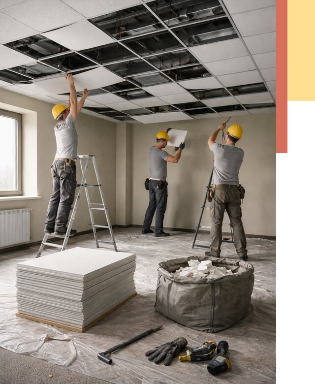 Демонтаж потолка Армстронг в Новокубанске от 4679 руб. быстро и недорого | ОТДЕЛОЧНИК-Нкб