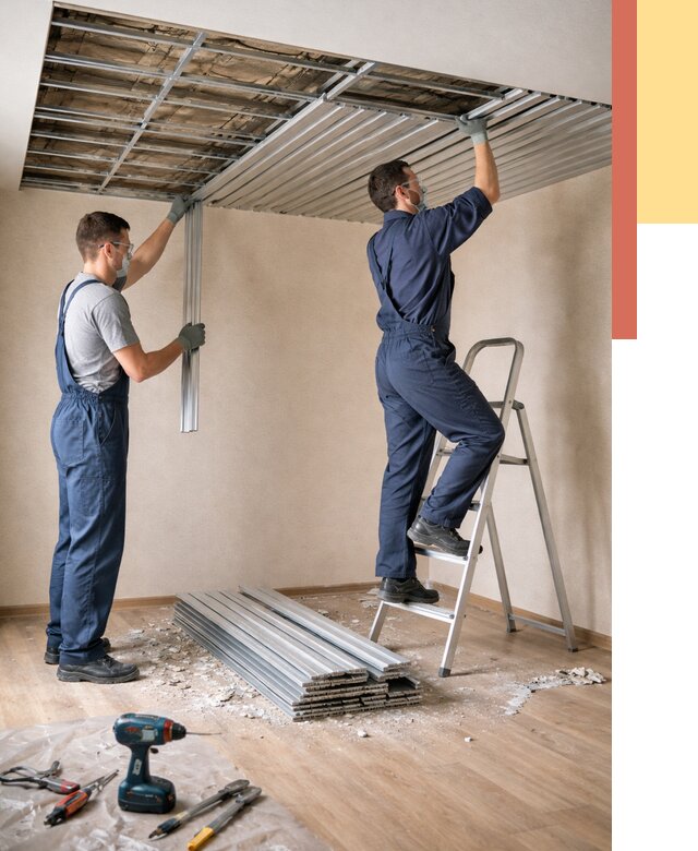 Демонтаж реечного потолка в Новокубанске от 4679 руб. быстро и недорого | ОТДЕЛОЧНИК-Нкб