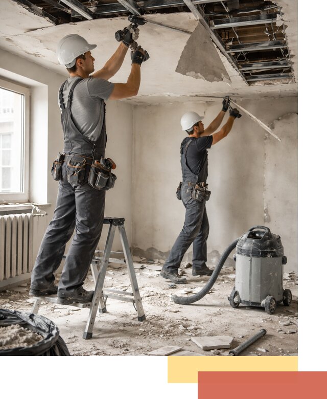 Демонтаж гипсокартонного потолка в Новокубанске быстро и аккуратно