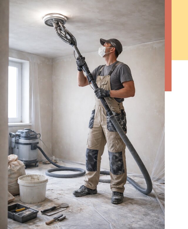 Шлифовка потолка в Новокубанске от 3639 руб. — услуги шлифования потолка | ОТДЕЛОЧНИК-Нкб