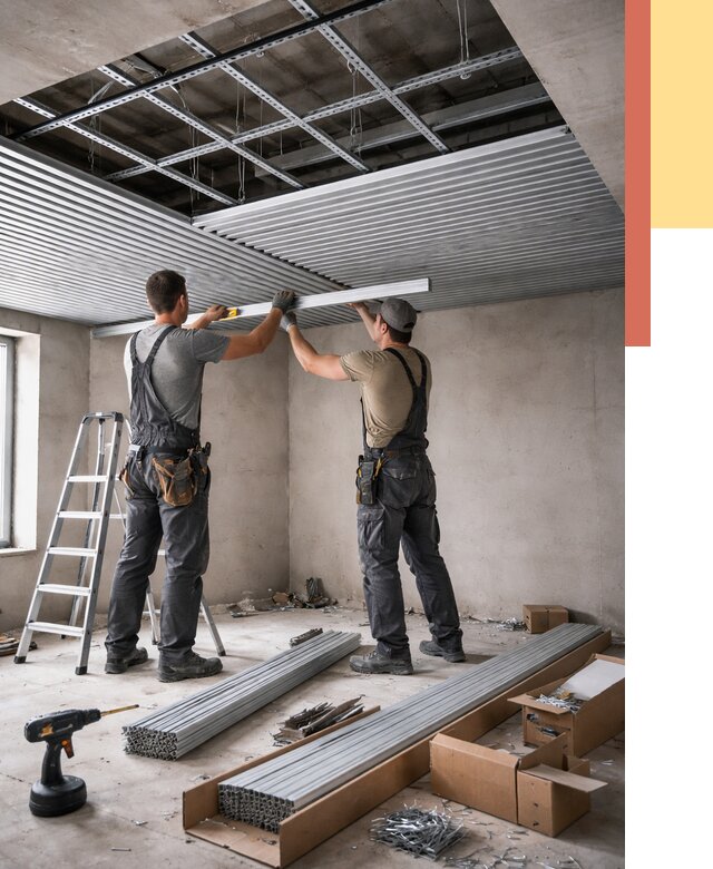 Монтаж реечного потолка в Новокубанске от 4679 руб. под ключ | ОТДЕЛОЧНИК-Нкб