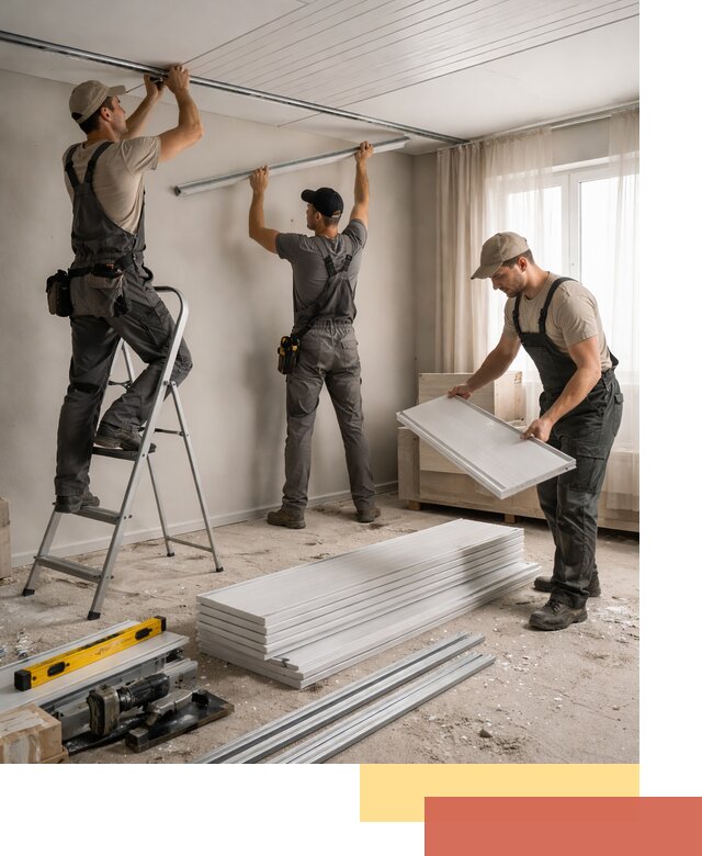 Монтаж потолка из ПВХ панелей в Новокубанске оперативно и качественно