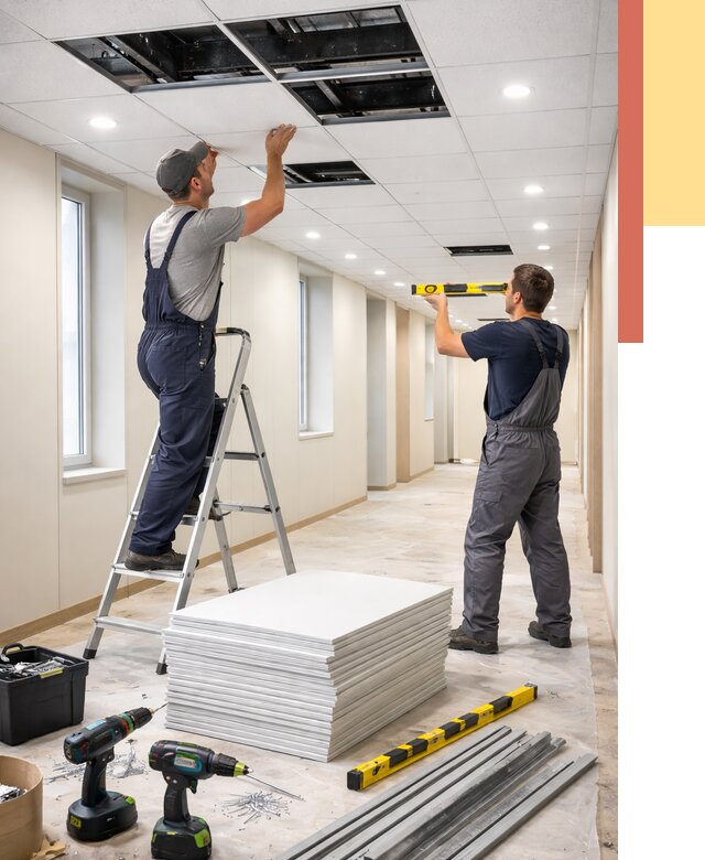 Ремонт потолка Армстронг в Новокубанске от 4679 руб. — быстро и недорого | ОТДЕЛОЧНИК-Нкб