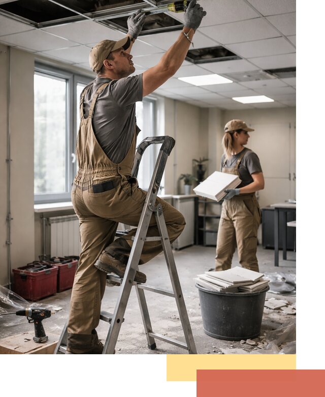 Ремонт потолка Армстронг и замена плит в Новокубанске